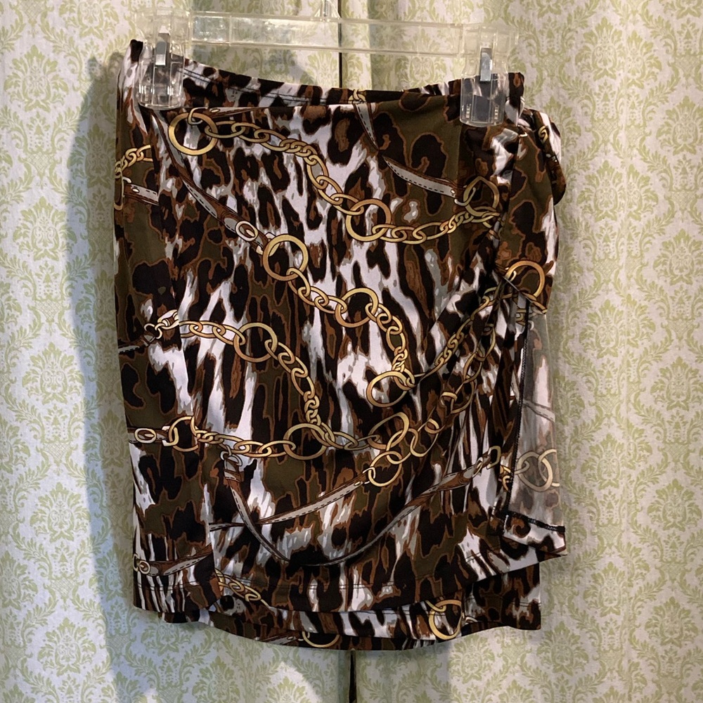 Cache faux wrap miniskirt